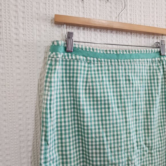Boden Green White Gingham Lined Pencil Skirt Women's Size 10R - Picture 7 of 14